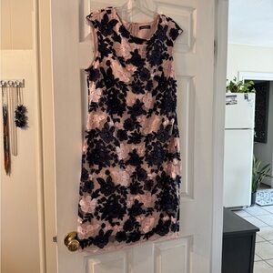 Calvin Klein Floral Mini Dress in Pink and Navy